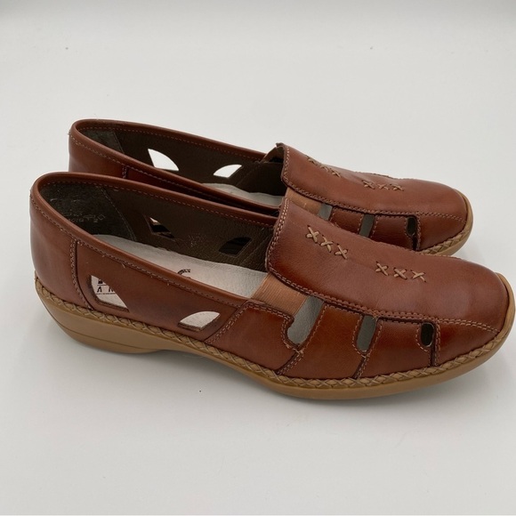 Rieker Leather Anti-Stress Comfort Loafers Slip On Shoes Flats Brown Size 9.5 - Picture 7 of 8